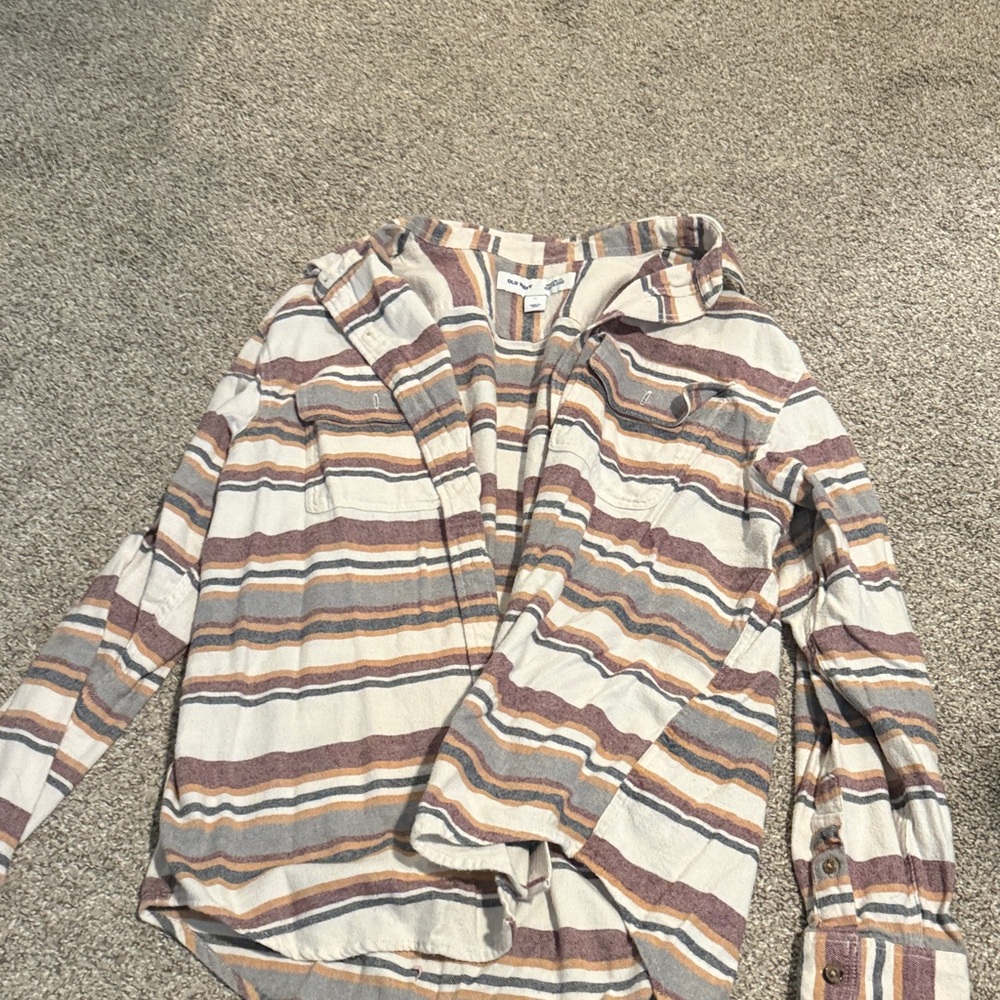 Old Navy Multicolor Striped Casual Button Down Shirt
